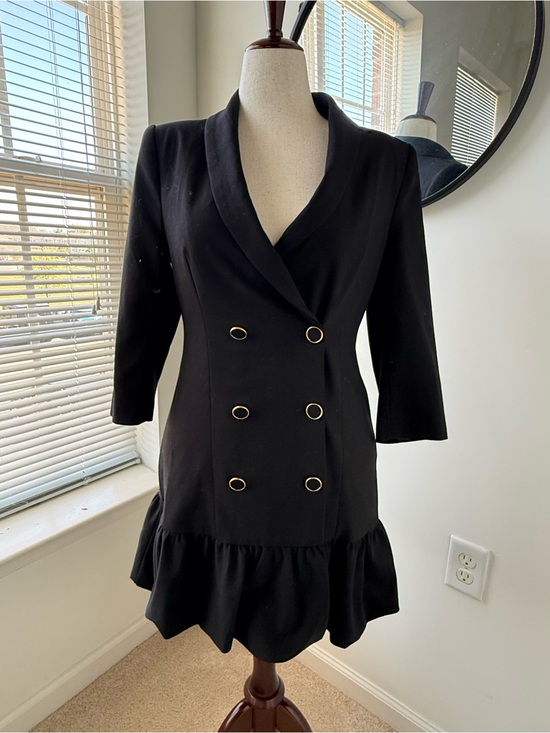 Zara Dresses & Skirts - Zara Black Double-Breasted Blazer Dress with Gold Buttons